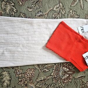 Zara wool skirt and Zara orange top